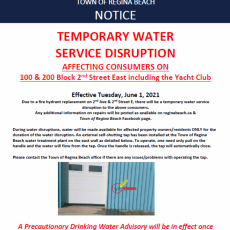 Water Disruption-June 1 for 100 & 200 Block 2nd St E