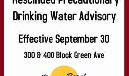 Precautionary Drinking Water Advisory Rescinded - 300 & 400 Block Green Ave.