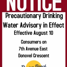 Precautionary Drinking Water Advisory - 7th Ave/Donovel Cres