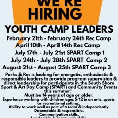 We are Hiring! - Parks & Recreation Camp Leaders