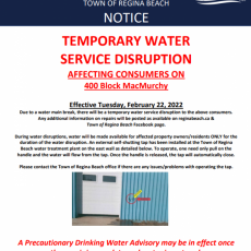 Water Disruption - 400 Block MacMurchy