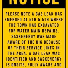 Gas Leak - SaskEnergy in Control of Situation